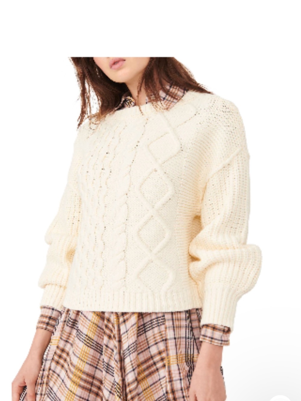 FREE PEOPLE DREAM CABLE CREW NECK SWEATER SIZES L-XL MSRP $98.00 NWT